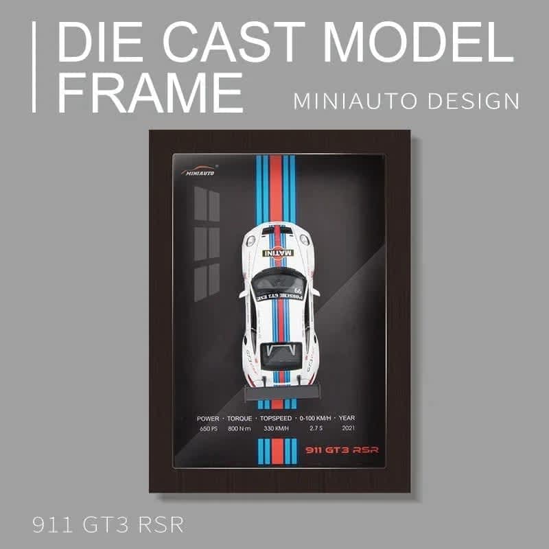 1:32 Photo Frame Version Alloy Metal Sports Car Model Simulation 3D Racing Car Hanging Painting Collection